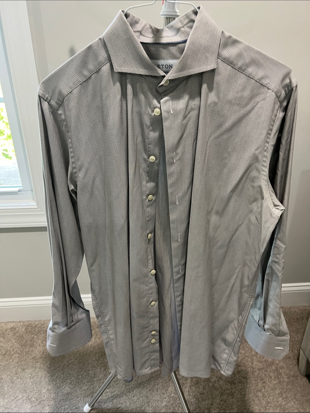 Eton Men's Light Gray Micro-Pattern Dress Shirt